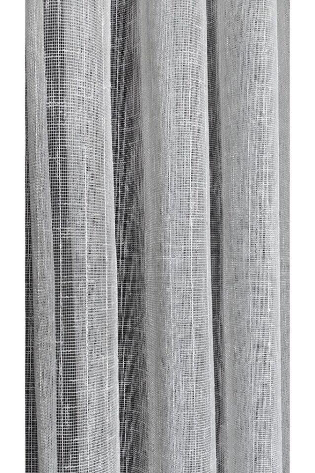 Pullu Keten Tül Perde Folded Tül 1/3 Sık Pile Kırışmaz Ütü İstemez Eteği Kurşunlu Ekru - 380 x 250