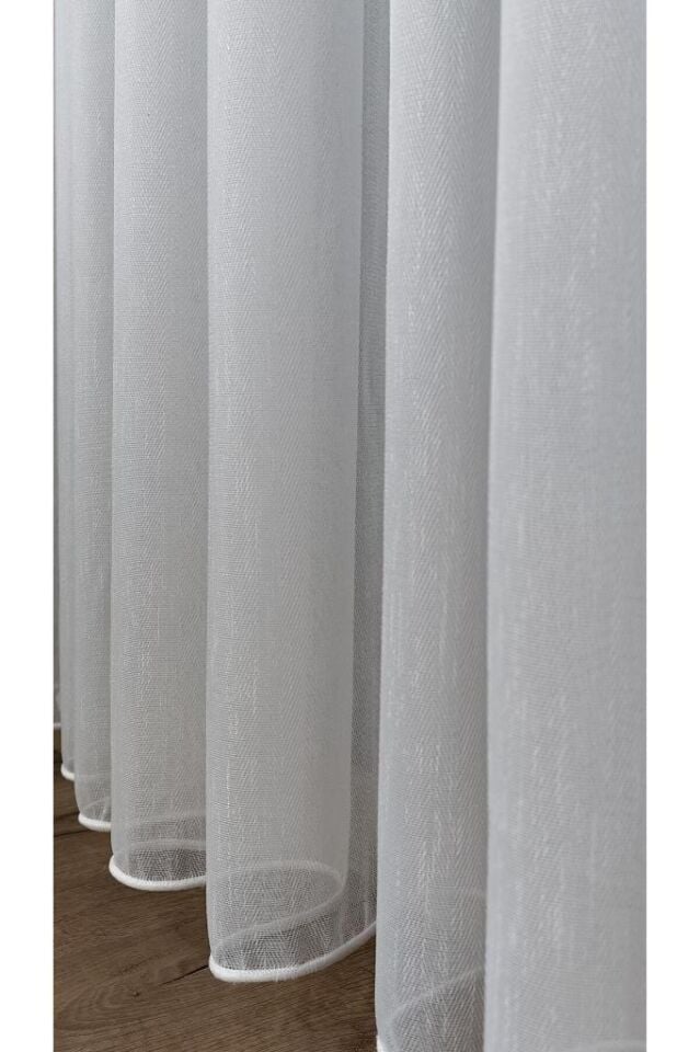 İnce Balık Sırtı Model Keten Tül Perde 1/3 Sık Pile Kırışmaz Ütü İstemez Her Odaya Uygun 280 x 230 - Ekru BS7002