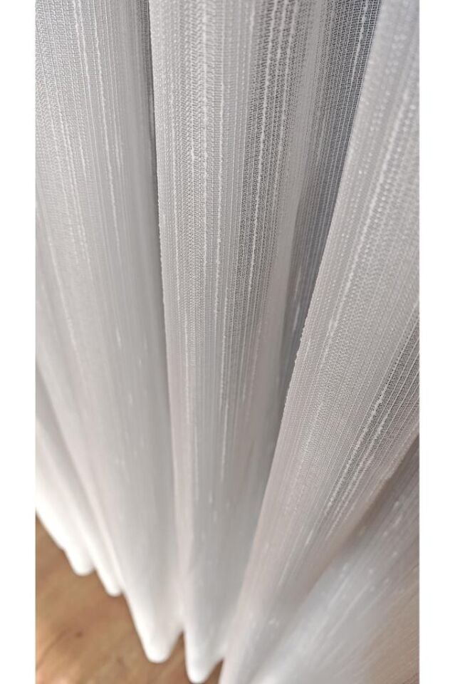 Ekru Keten Şantuklu Tül Perde 1/3 Sık Pile Kırışmaz Ütü İstemez Her Odaya Uygun 280 x 260 - Ekru