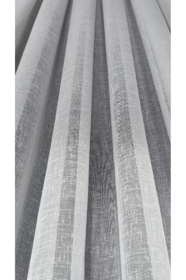 Folded Keten Tül Perde Sık Dokuma Gramajlı 1/3 Sık Pile Ütü İstemez Eteği Kurşunlu Ekru - 350 x 250