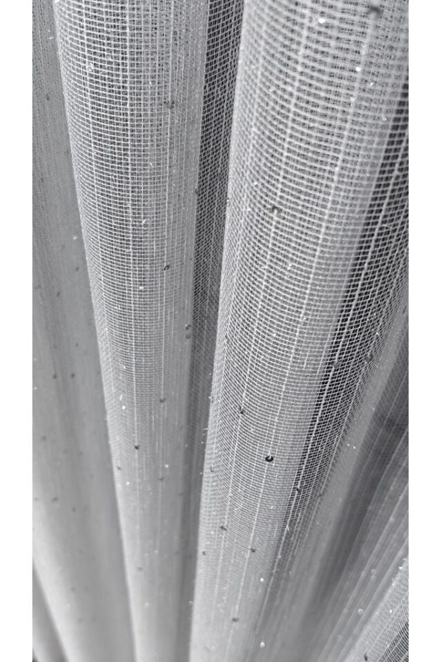 Keten Pullu Dikey Çizgili Tül Perde 1/3 Sık Pile Kırışmaz Ütü İstemez Her Odaya Uygun 300 x 250 - Ekru 1768