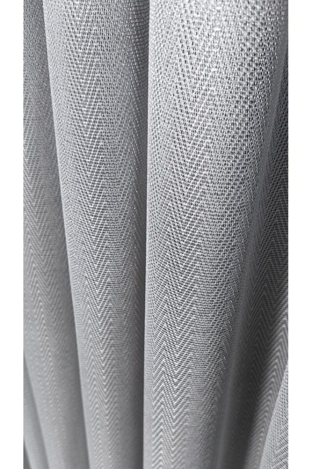 Bej Balık Sırtı Model Desenli 1/3 Sık Pile Tül Perde Kırışmaz Ütü Istemez Gri VNL 1012 (5) - 250 x 250