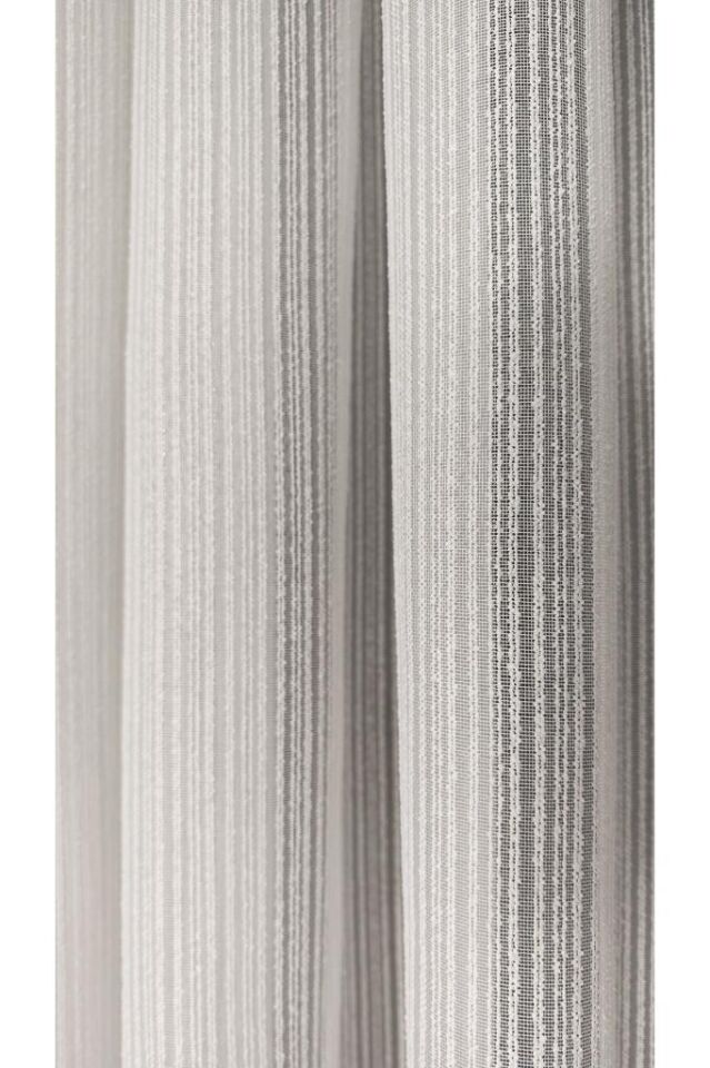 Ekru Keten Şantuklu Dokuma Tül Perde 1/3 Sık Pile Kırışmaz Ütü İstemez Eteği Kurşunlu Ekru - PD 2542 Ekru - 400 x 260