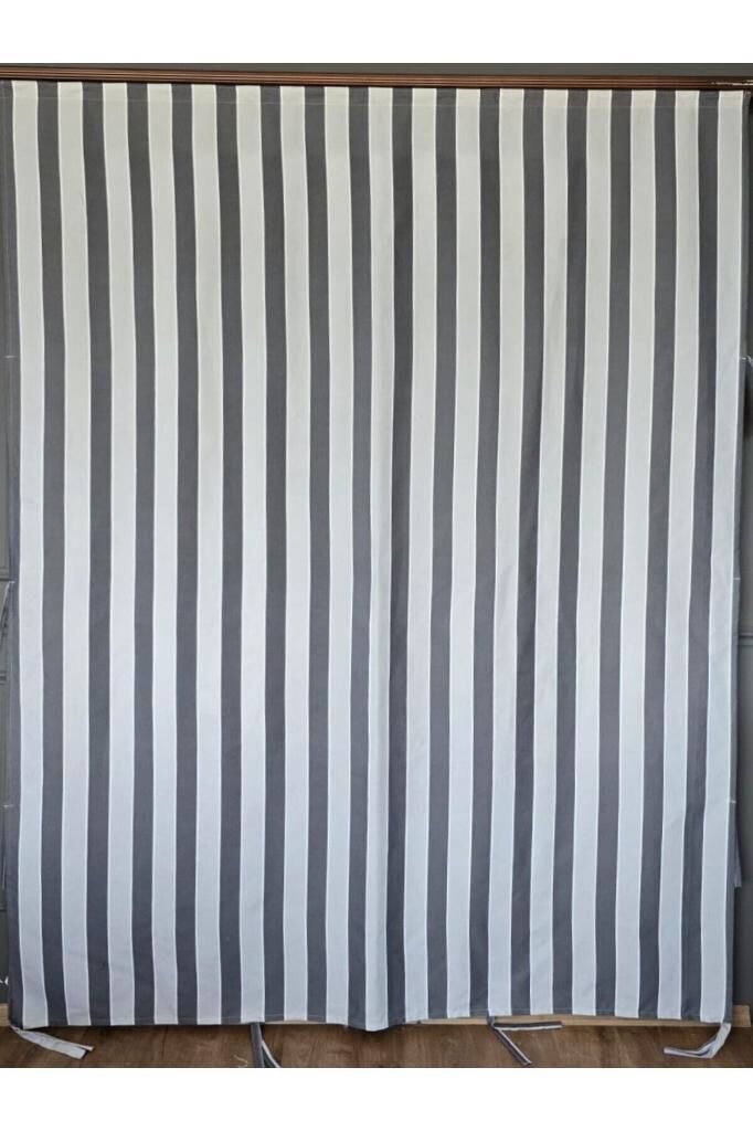 Balkon Perdesi Lüks 1.Sınıf Branda Kumaş EnxBoy Yağmur Geçirmez Kalın Bağcık Düğmeli Balkon Brandası KOYU GRİ - 220 x 250