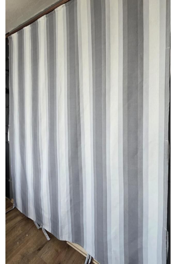 Balkon Perdesi Lüks 1.Sınıf Branda Kumaş EnxBoy Yağmur Geçirmez Kalın Bağcık Düğmeli Balkon Brandası AÇIK GRİ - 100 x 230
