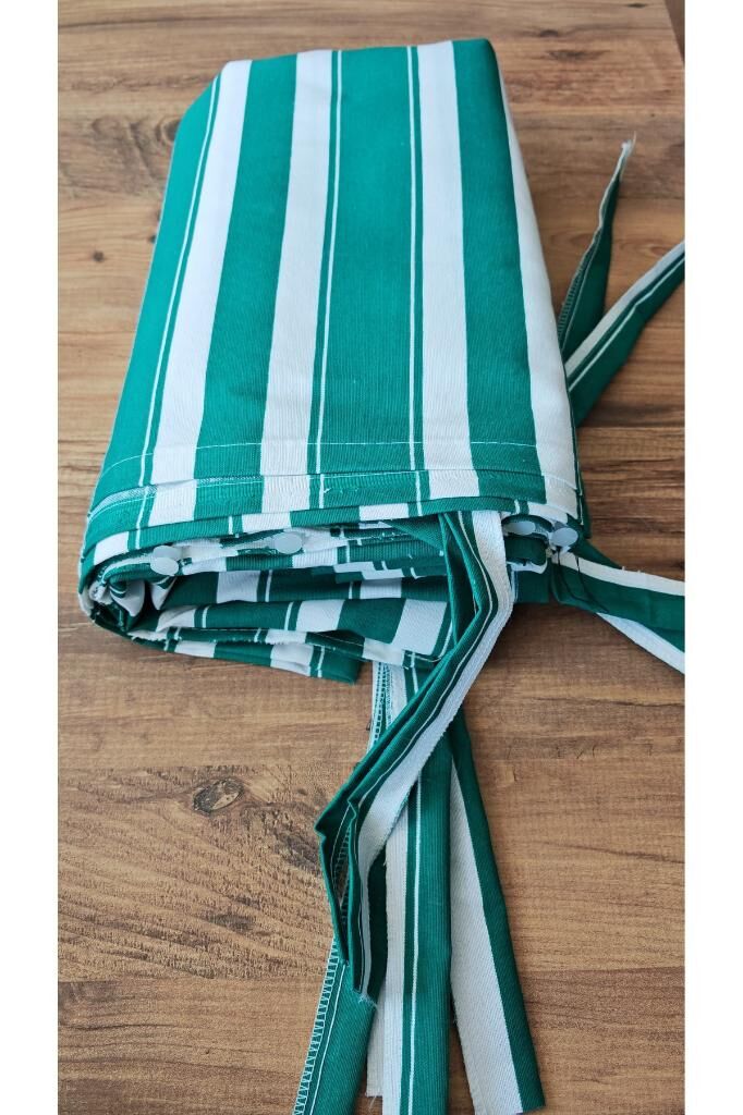 Balkon Perdesi Lüks 1.Sınıf Branda Kumaş EnxBoy Yağmur Geçirmez Kalın Bağcık Düğmeli Balkon Brandası 240 x 230 - Yeşil Beyaz