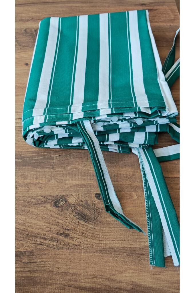 Balkon Perdesi Lüks 1.Sınıf Branda Kumaş EnxBoy Yağmur Geçirmez Kalın Bağcık Düğmeli Balkon Brandası 240 x 230 - Yeşil Beyaz