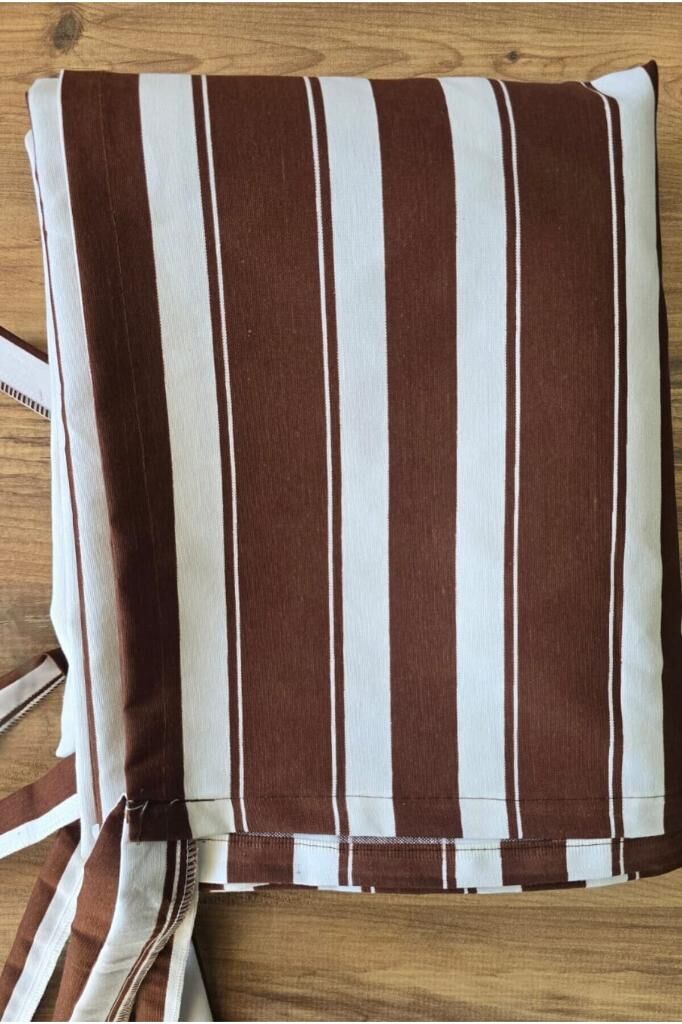 Balkon Perdesi Lüks 1.Sınıf Branda Kumaş EnxBoy Yağmur Geçirmez Kalın Bağcık Düğmeli Balkon Brandası 140 x 240 - Kahve Beyaz