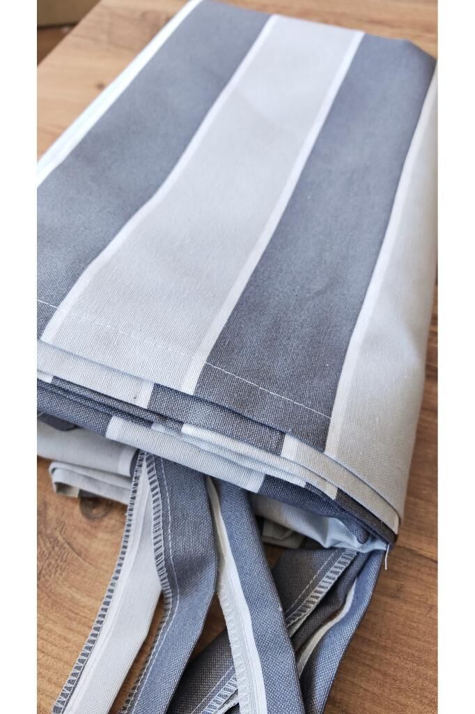 Balkon Perdesi Lüks 1.Sınıf Branda Kumaş EnxBoy Yağmur Geçirmez Kalın Bağcık Düğmeli Balkon Brandası KOYU GRİ - 220 x 230
