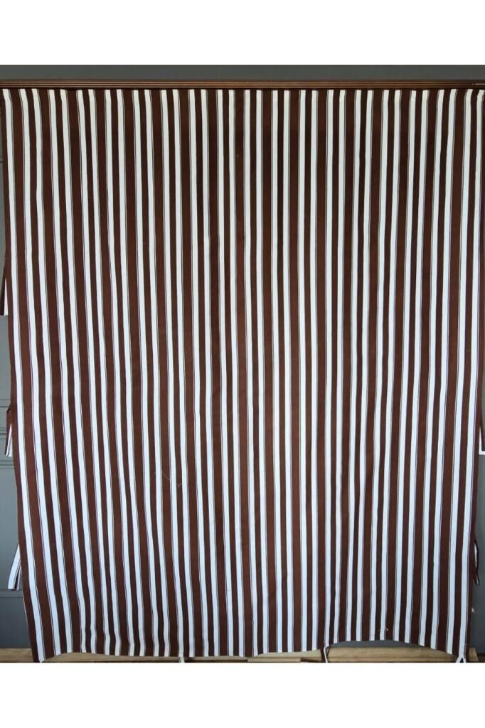 Balkon Perdesi Lüks 1.Sınıf Branda Kumaş EnxBoy Yağmur Geçirmez Kalın Bağcık Düğmeli Balkon Brandası 220 x 250 - Kahve Beyaz