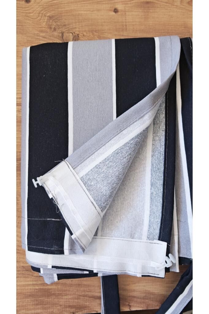 Balkon Perdesi Lüks 1.Sınıf Branda Kumaş EnxBoy Yağmur Geçirmez Kalın Bağcık Düğmeli Balkon Brandası 380 x 250 - Siyah Gri
