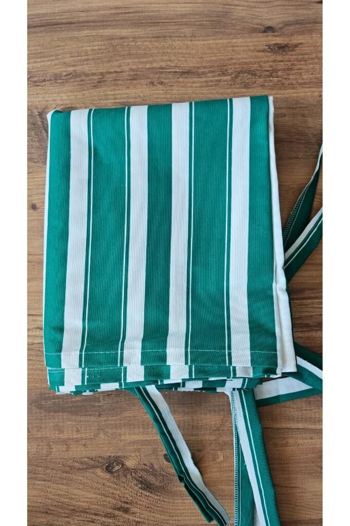 Balkon Perdesi Lüks 1.Sınıf Branda Kumaş EnxBoy Yağmur Geçirmez Kalın Bağcık Düğmeli Balkon Brandası 280 x 230 - Yeşil Beyaz